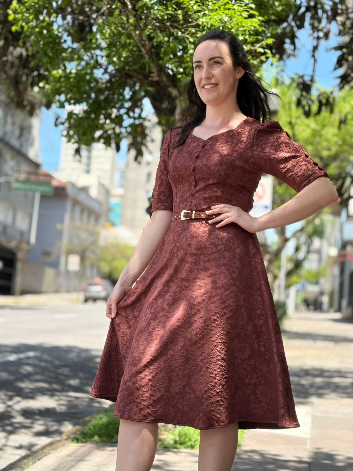 Vestido Godê Jacquard