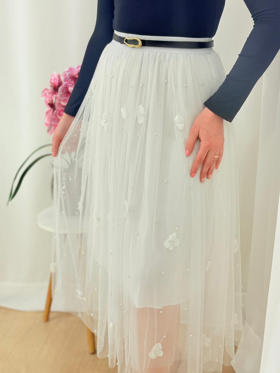 Saia Tule Pérolas